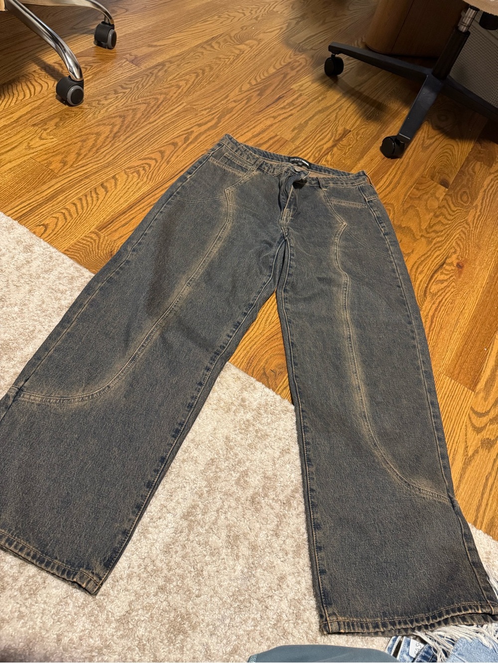 Tan-washed Wide-Leg Jeans